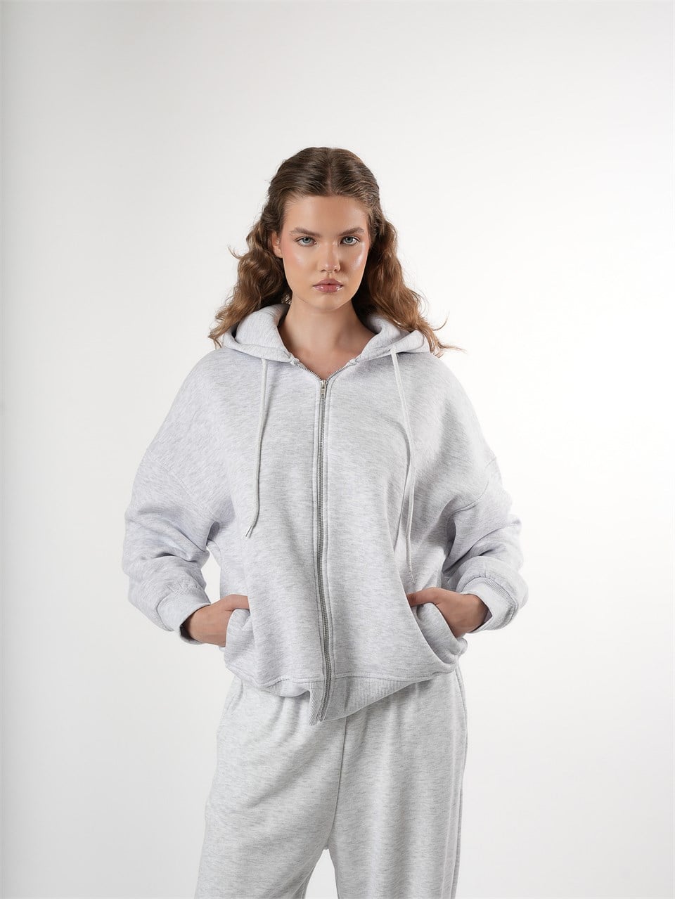 Basic Oversize Şardonlu Sweatmont Karmelanj