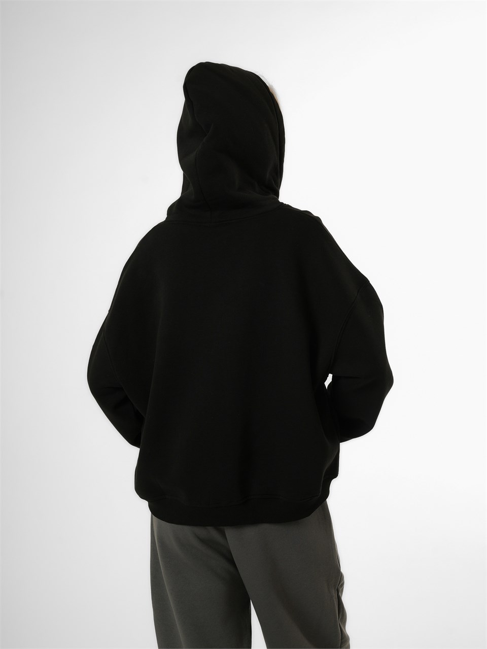 Basic Oversize Şardonlu Sweatmont Siyah