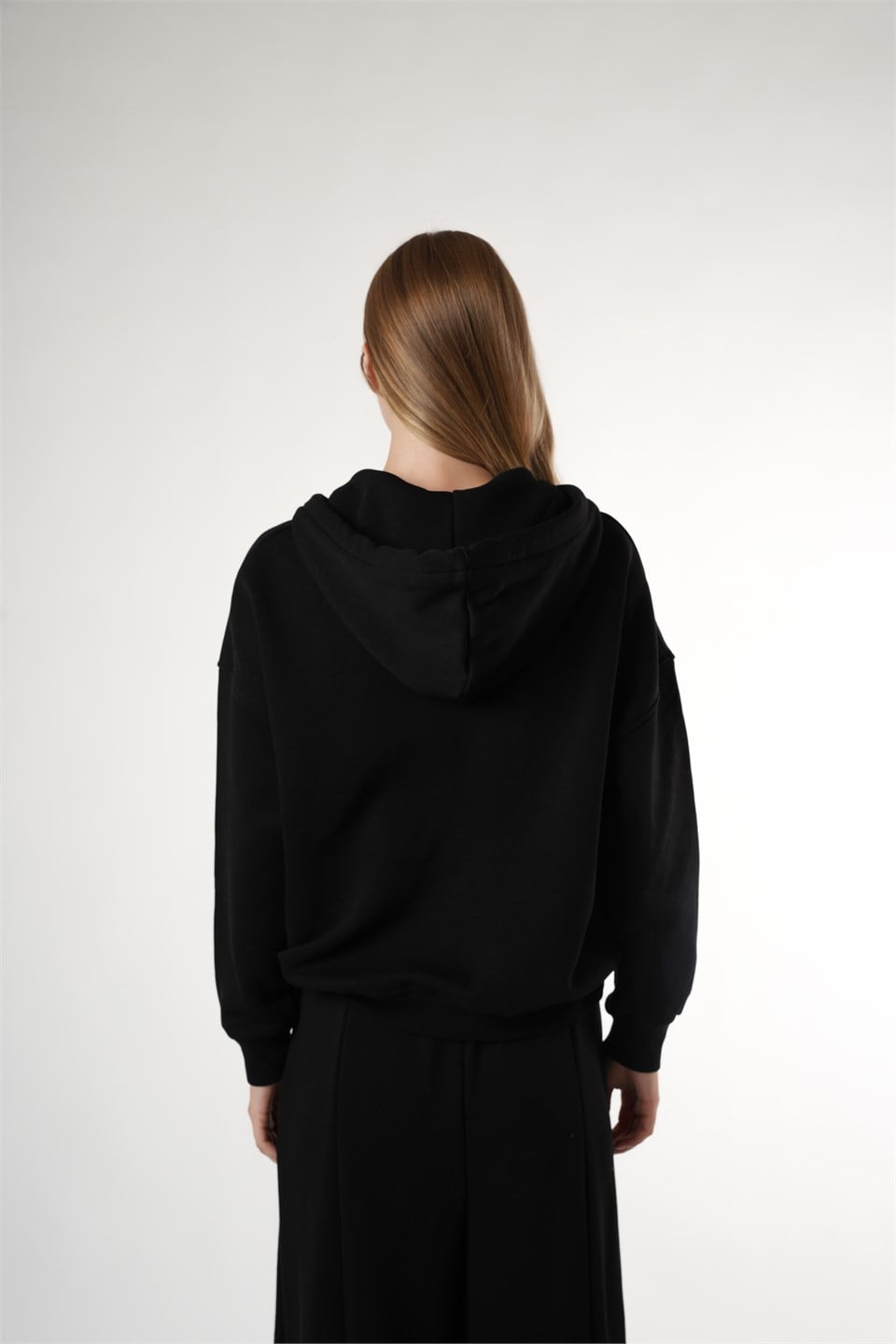 Basic Oversize Şardonlu Sweatmont Siyah