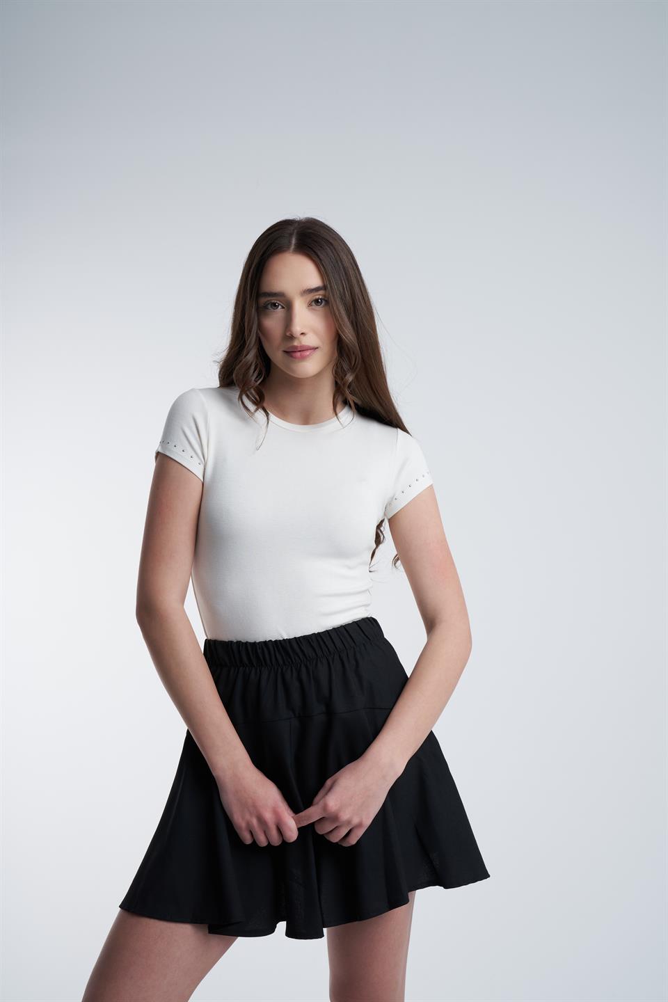 Basic Pileli Şort Etek Siyah