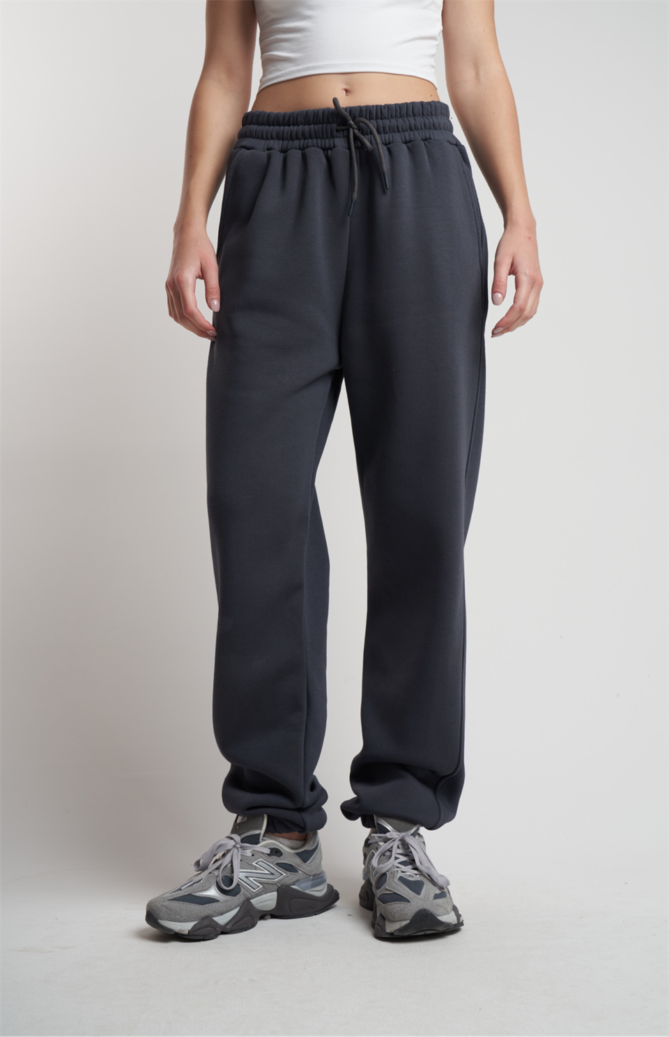 Basic Şardonlu Eşofman Altı Füme