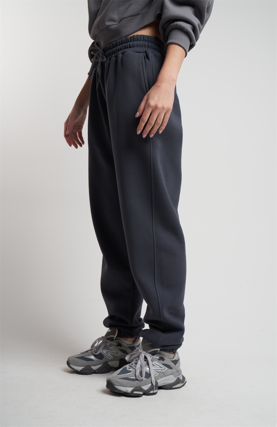 Basic Şardonlu Eşofman Altı Füme