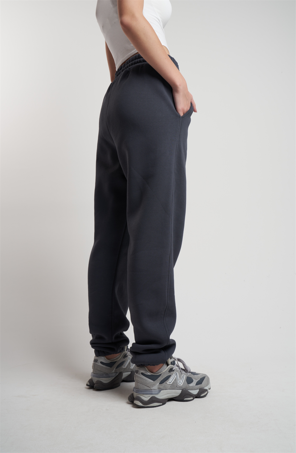 Basic Şardonlu Eşofman Altı Füme