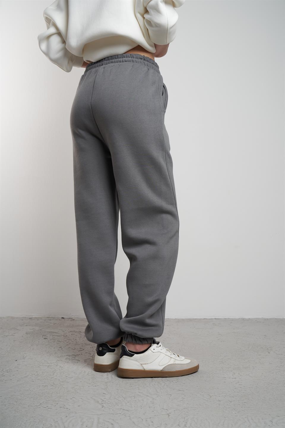 Basic Şardonlu Eşofman Altı Gri