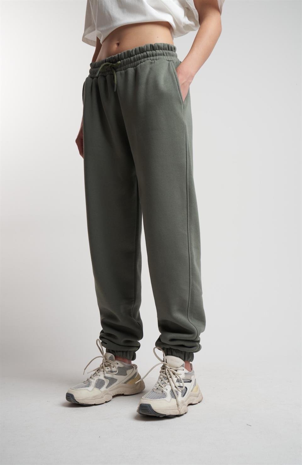 Basic Şardonlu Eşofman Altı Haki