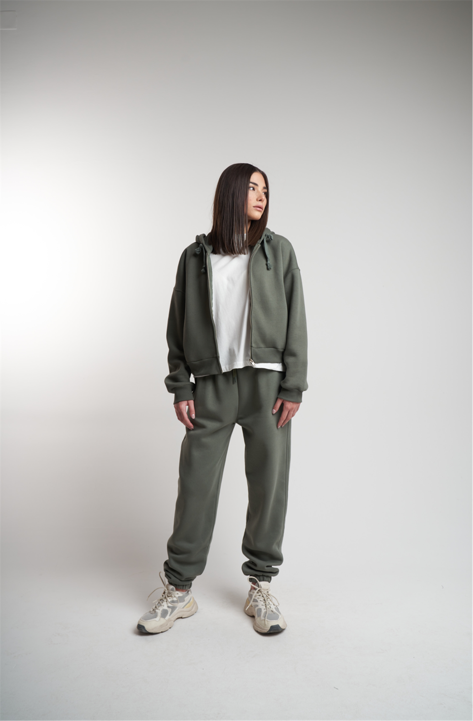 Basic Şardonlu Eşofman Altı Haki