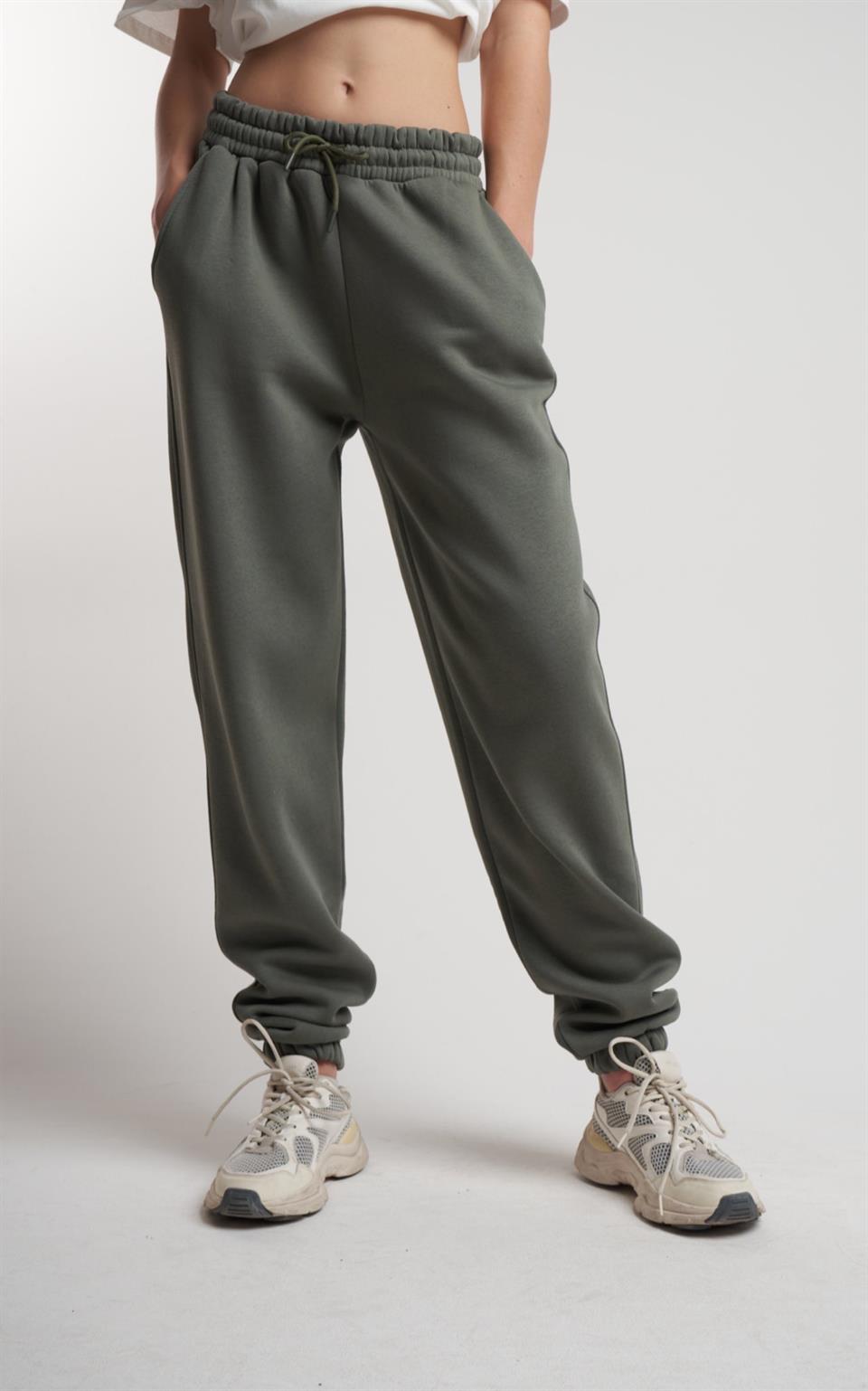 Basic Şardonlu Eşofman Altı Haki