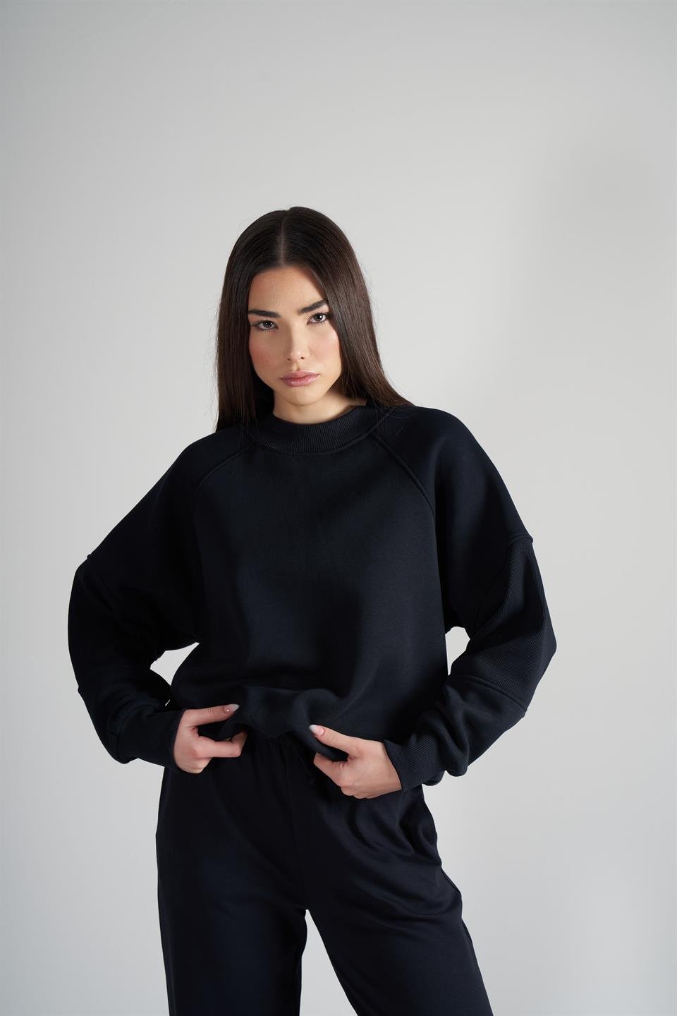 Basic Şardonlu Sweatshirt Lacivert