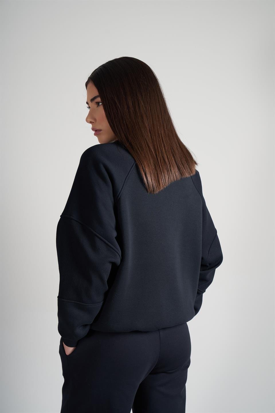 Basic Şardonlu Sweatshirt Lacivert