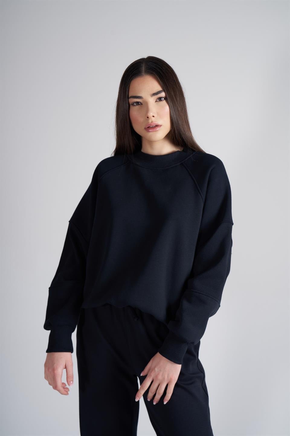 Basic Şardonlu Sweatshirt Lacivert