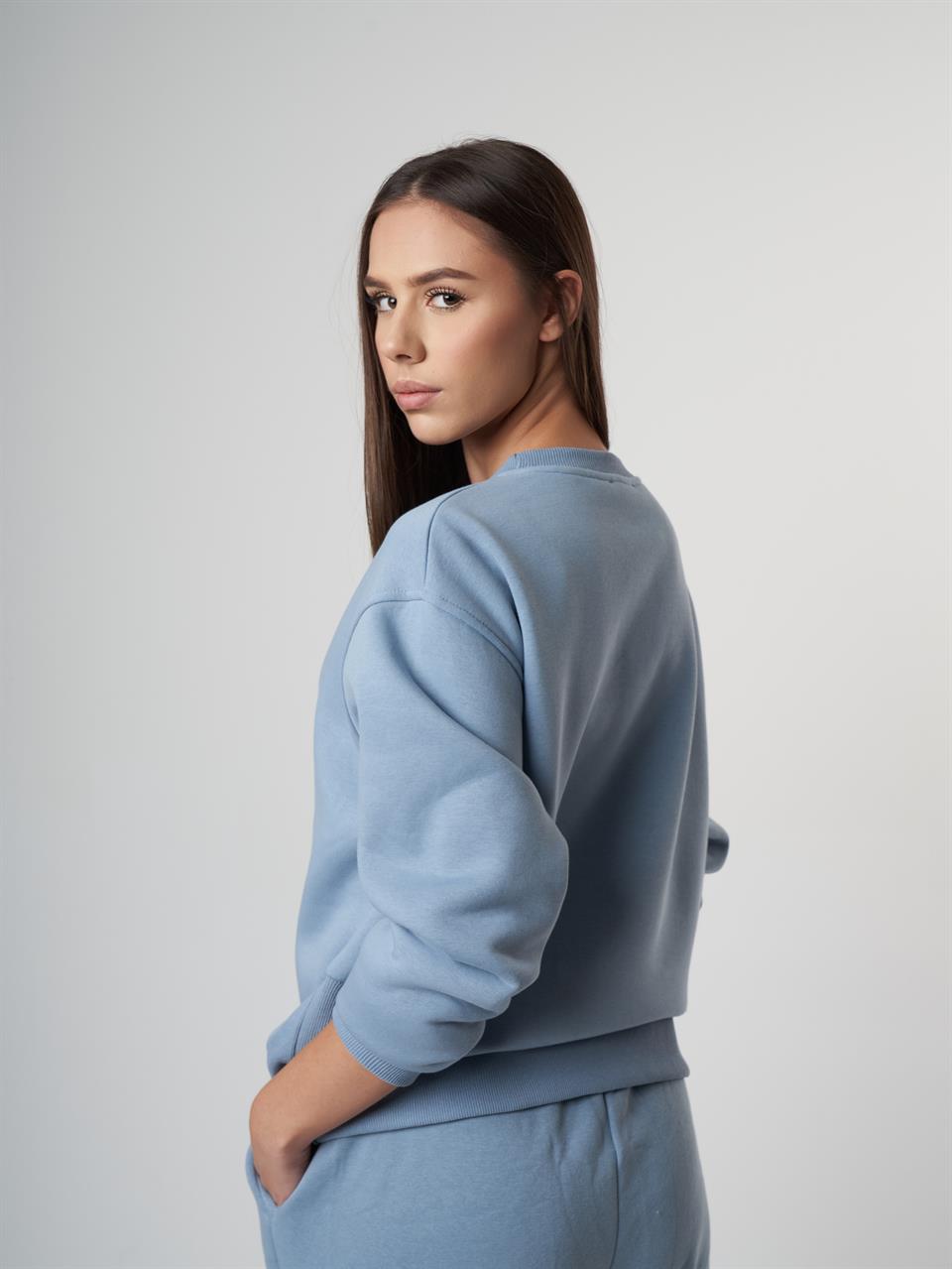 Basic Şardonlu Sweatshirt Prada Mavi