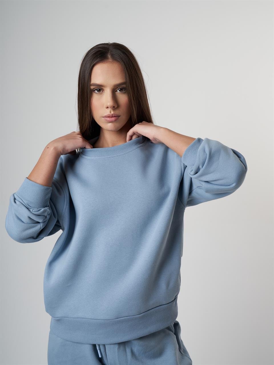 Basic Şardonlu Sweatshirt Prada Mavi