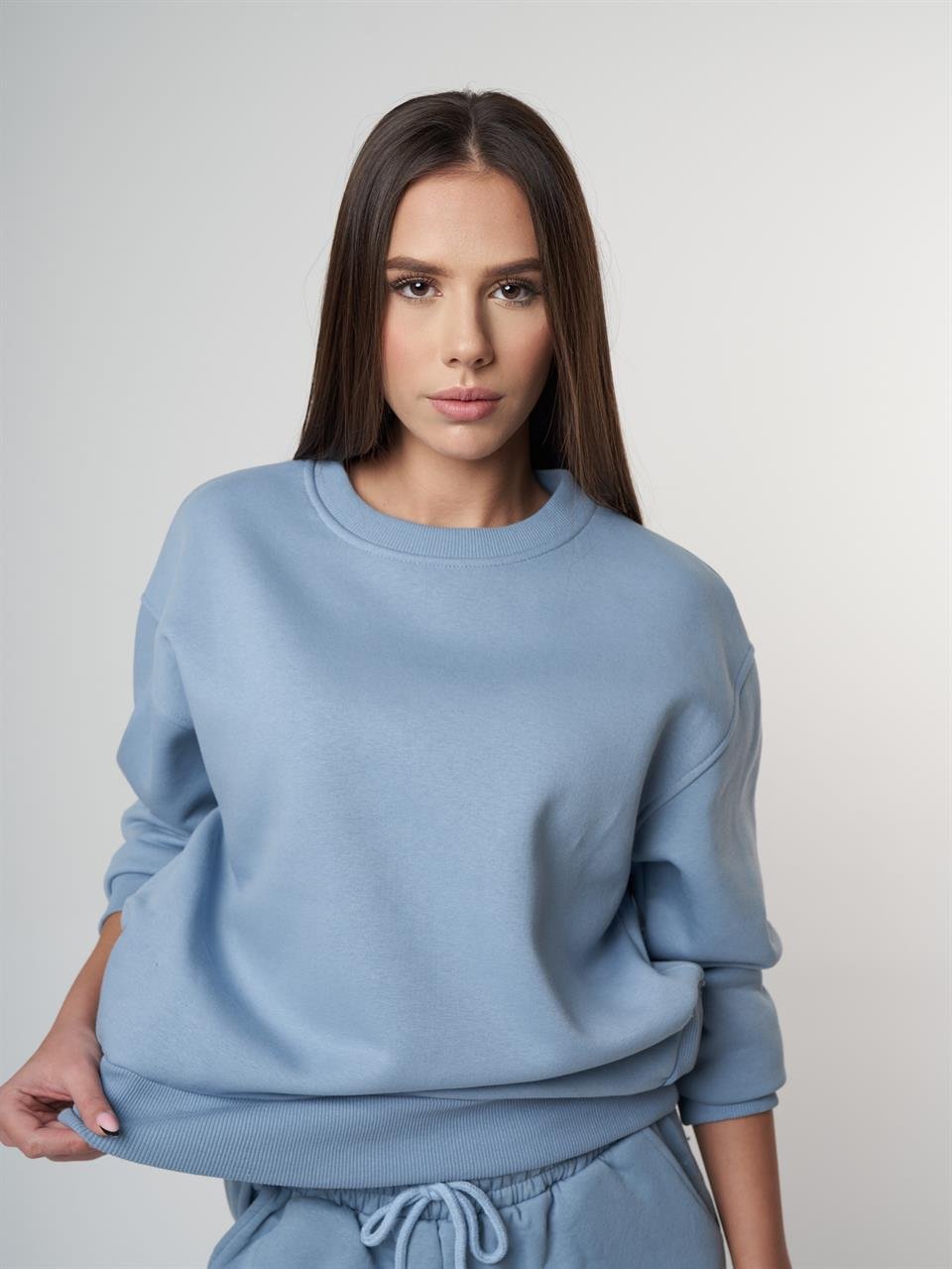 Basic Şardonlu Sweatshirt Prada Mavi