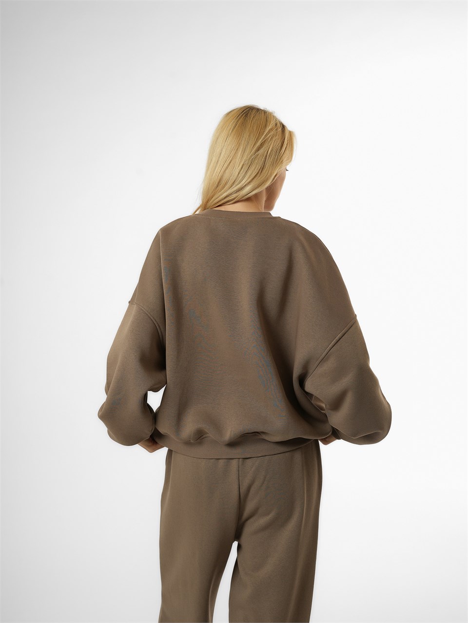 Basic Şardonlu Sweatshirt Vizon
