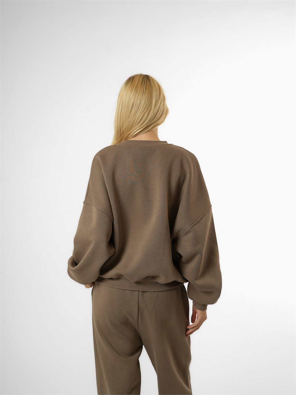 Basic Şardonlu Sweatshirt Vizon