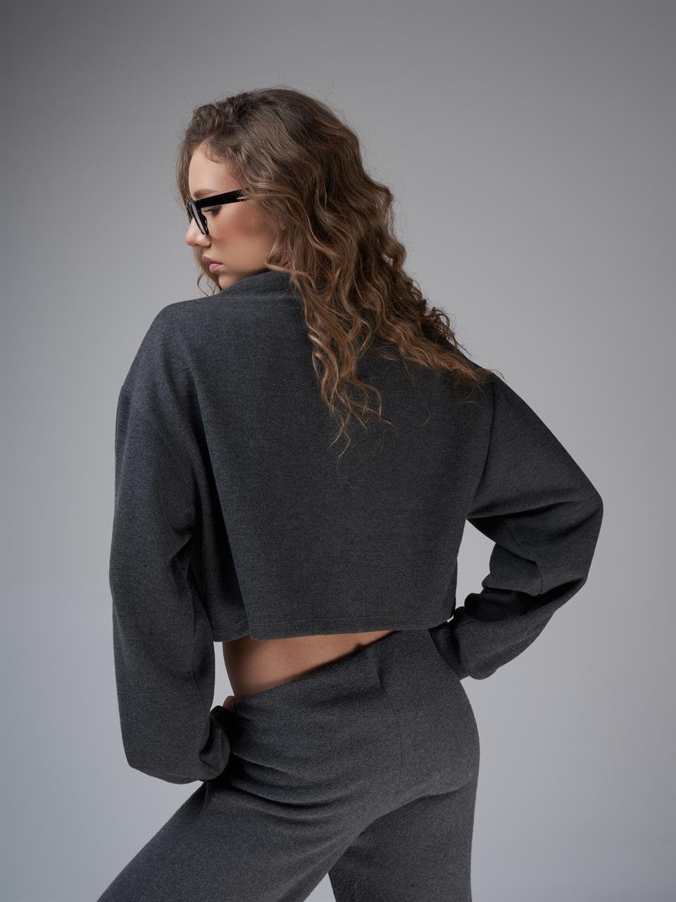 Basic Triko Sweatshirt Antrasit Melanj