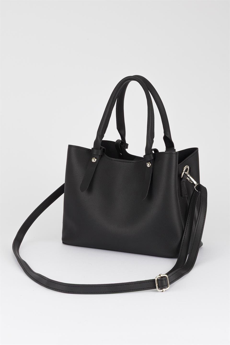 Basic Üç Gözlü Çapraz Çanta Siyah