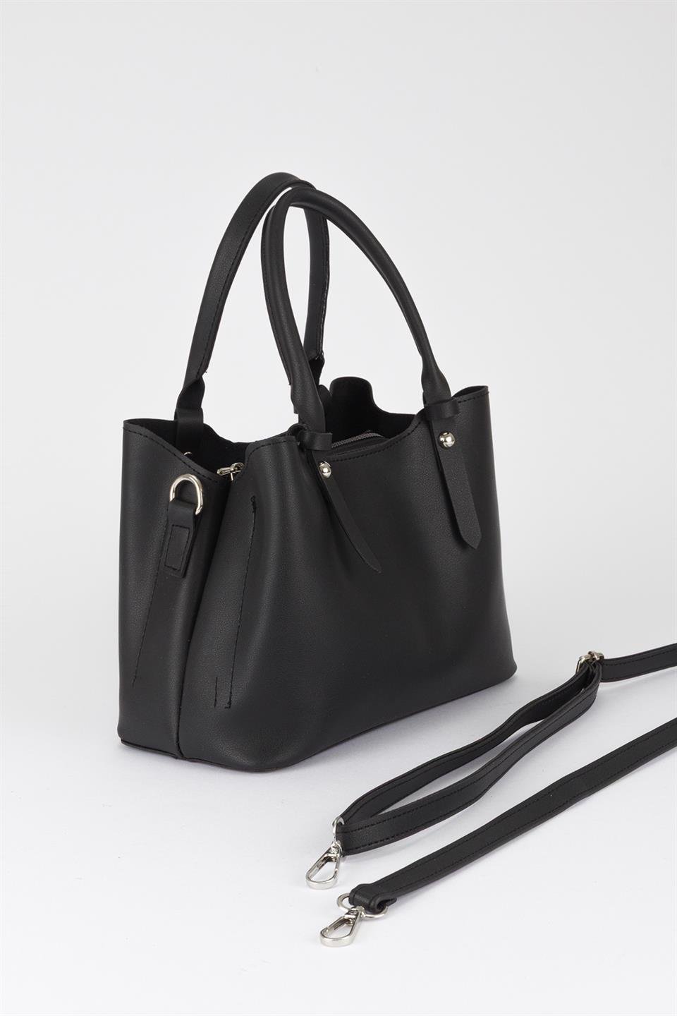 Basic Üç Gözlü Çapraz Çanta Siyah