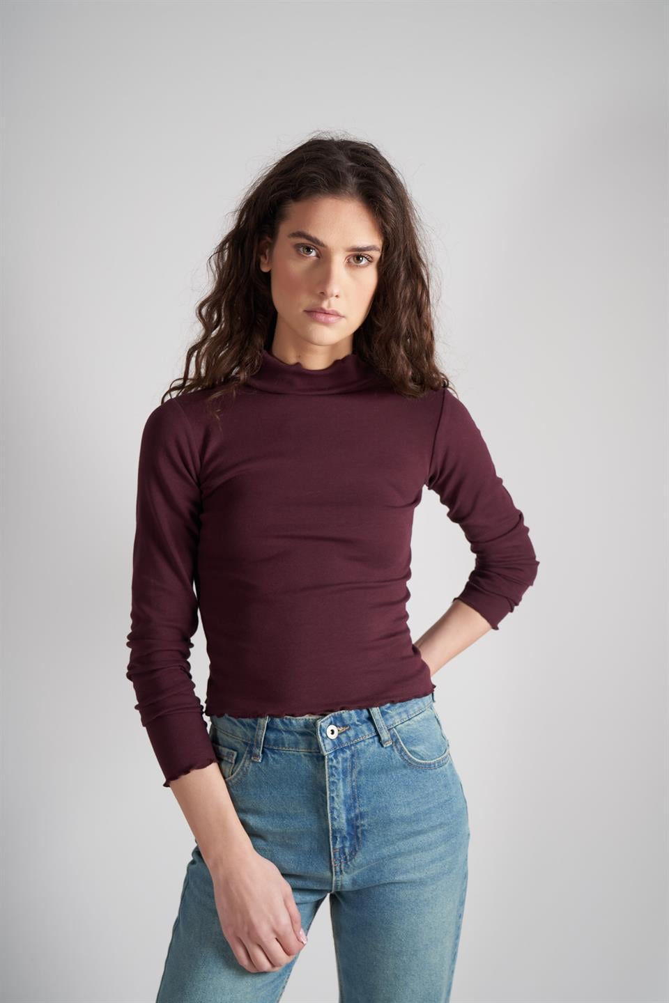 Basic Uzun Kol Bluz Mürdüm