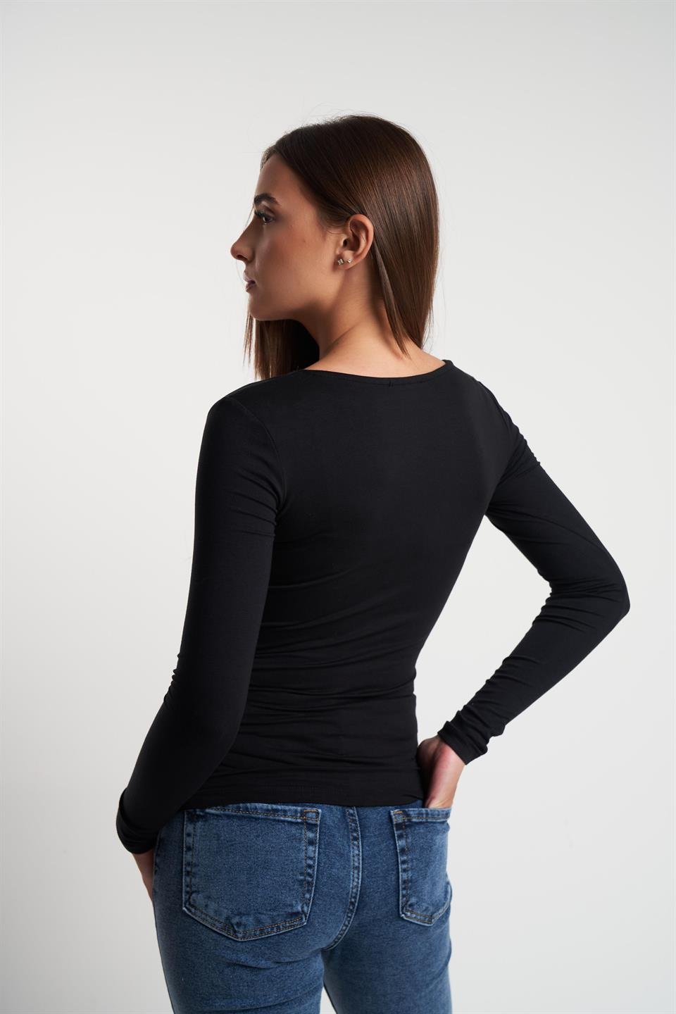 Basic Uzun Kol Bluz Siyah