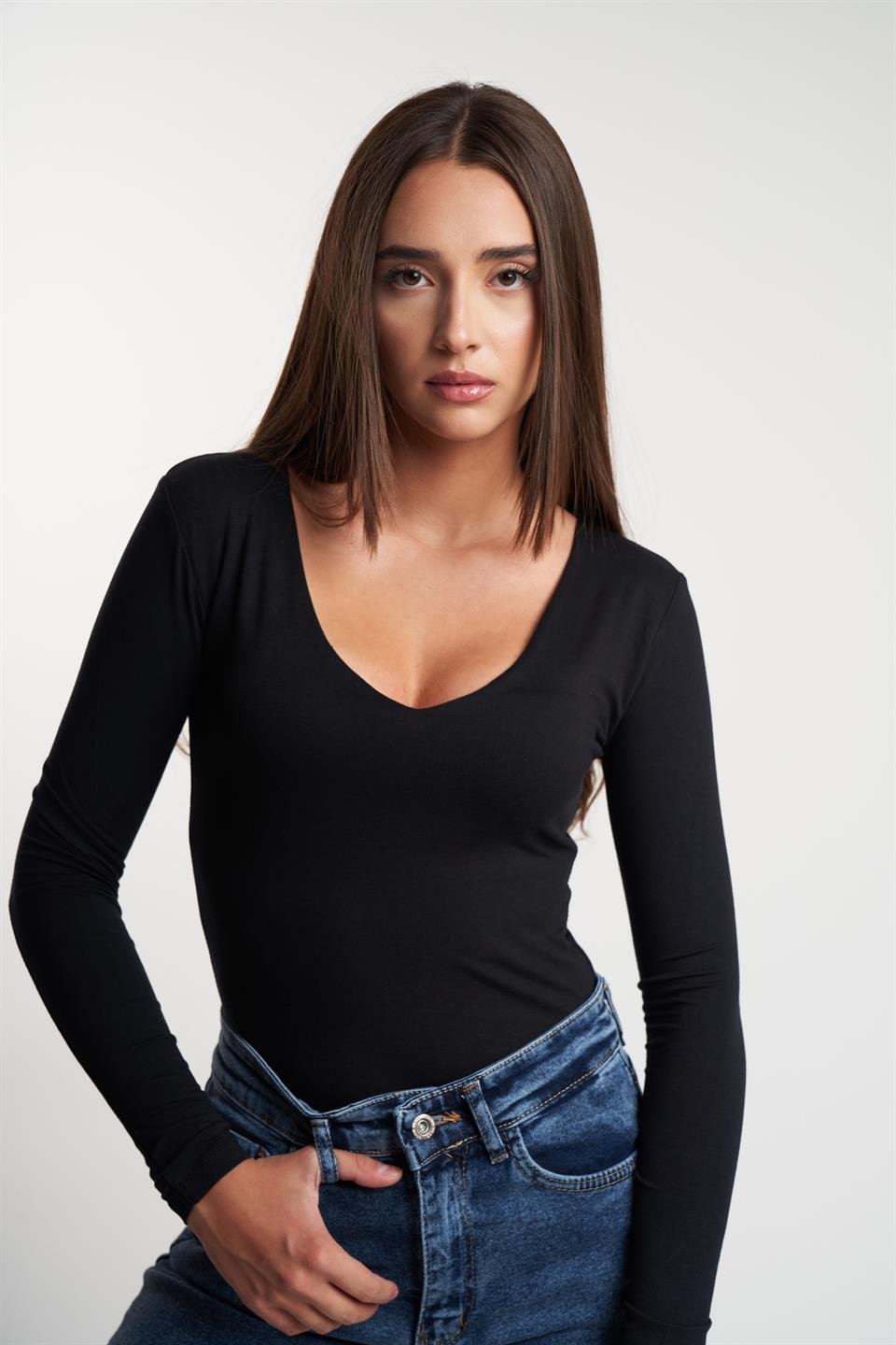 Basic Uzun Kol Bluz Siyah