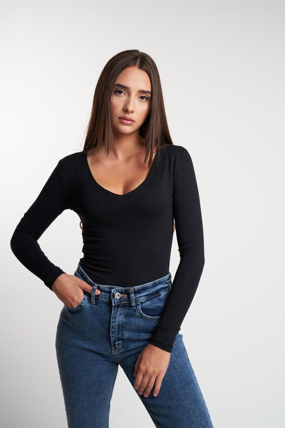 Basic Uzun Kol Bluz Siyah