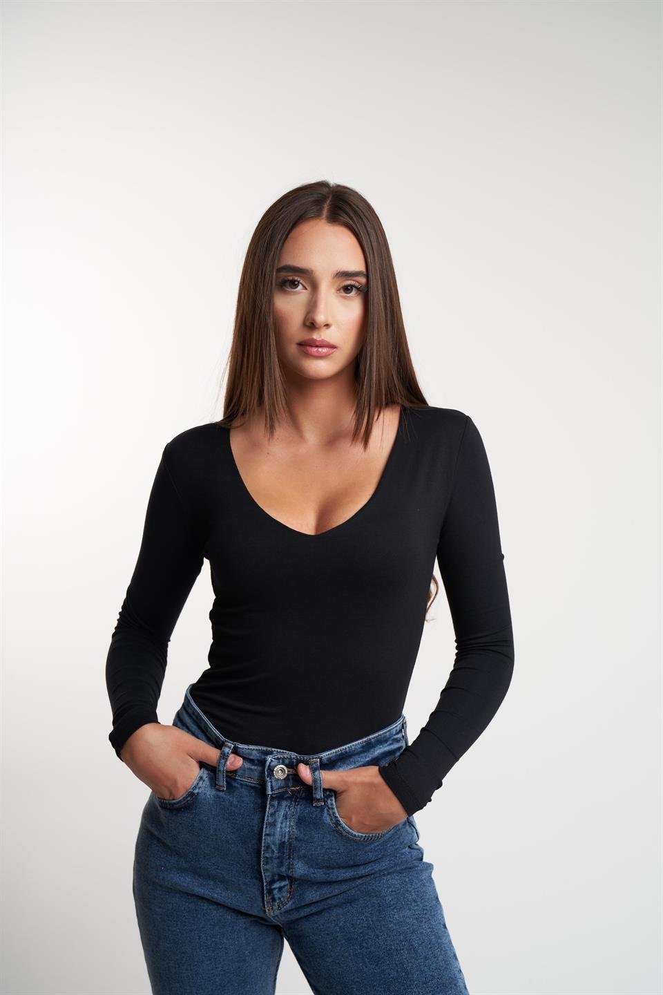 Basic Uzun Kol Bluz Siyah