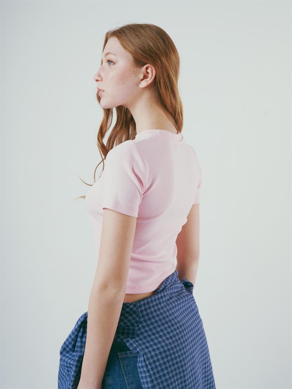 Baskılı Kısa Kol Bluz Toz Pembe