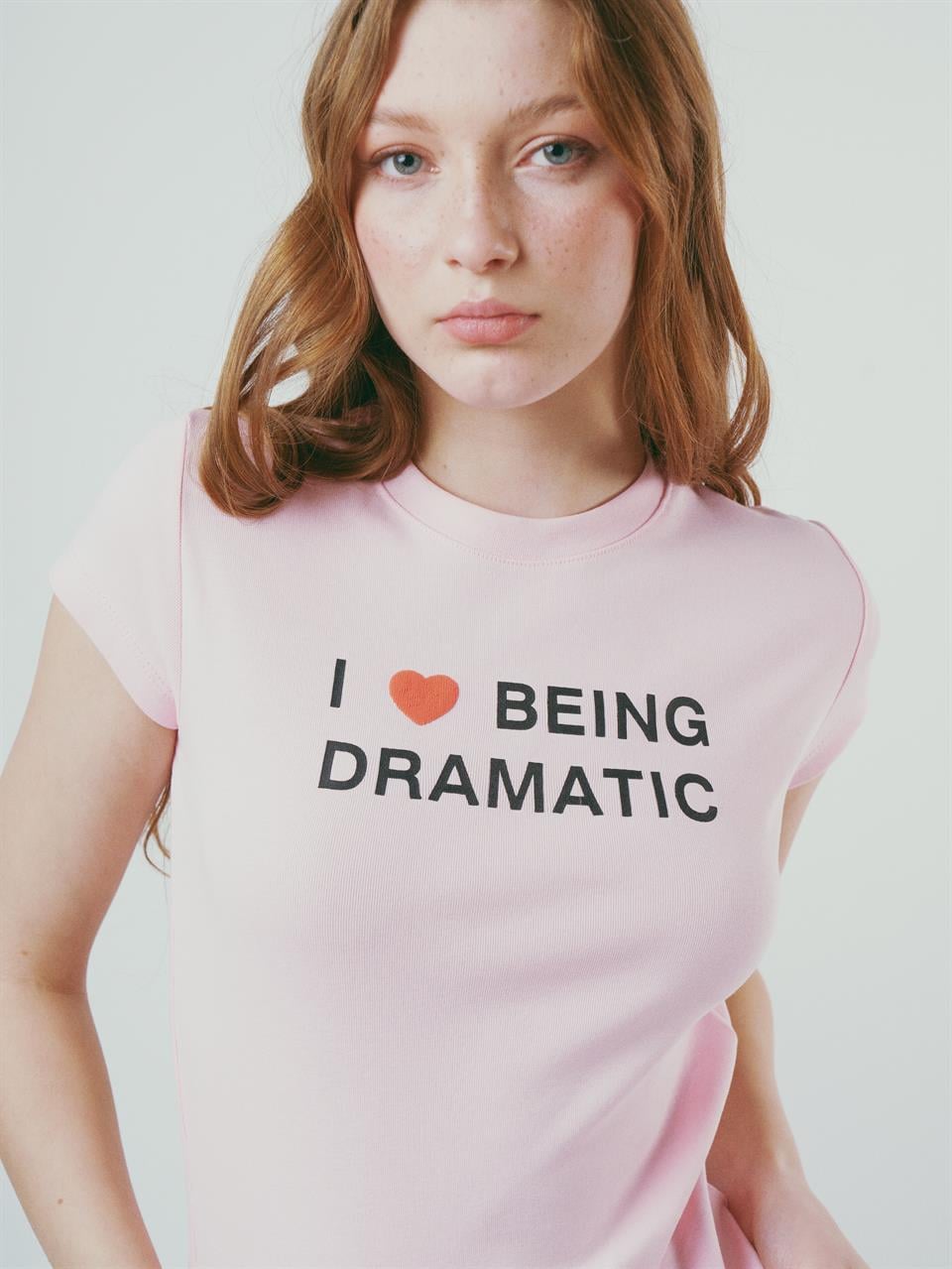 Baskılı Kısa Kol Bluz Toz Pembe