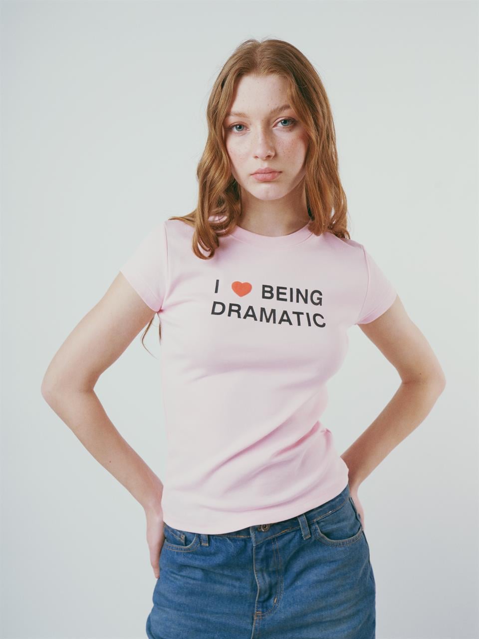 Baskılı Kısa Kol Bluz Toz Pembe