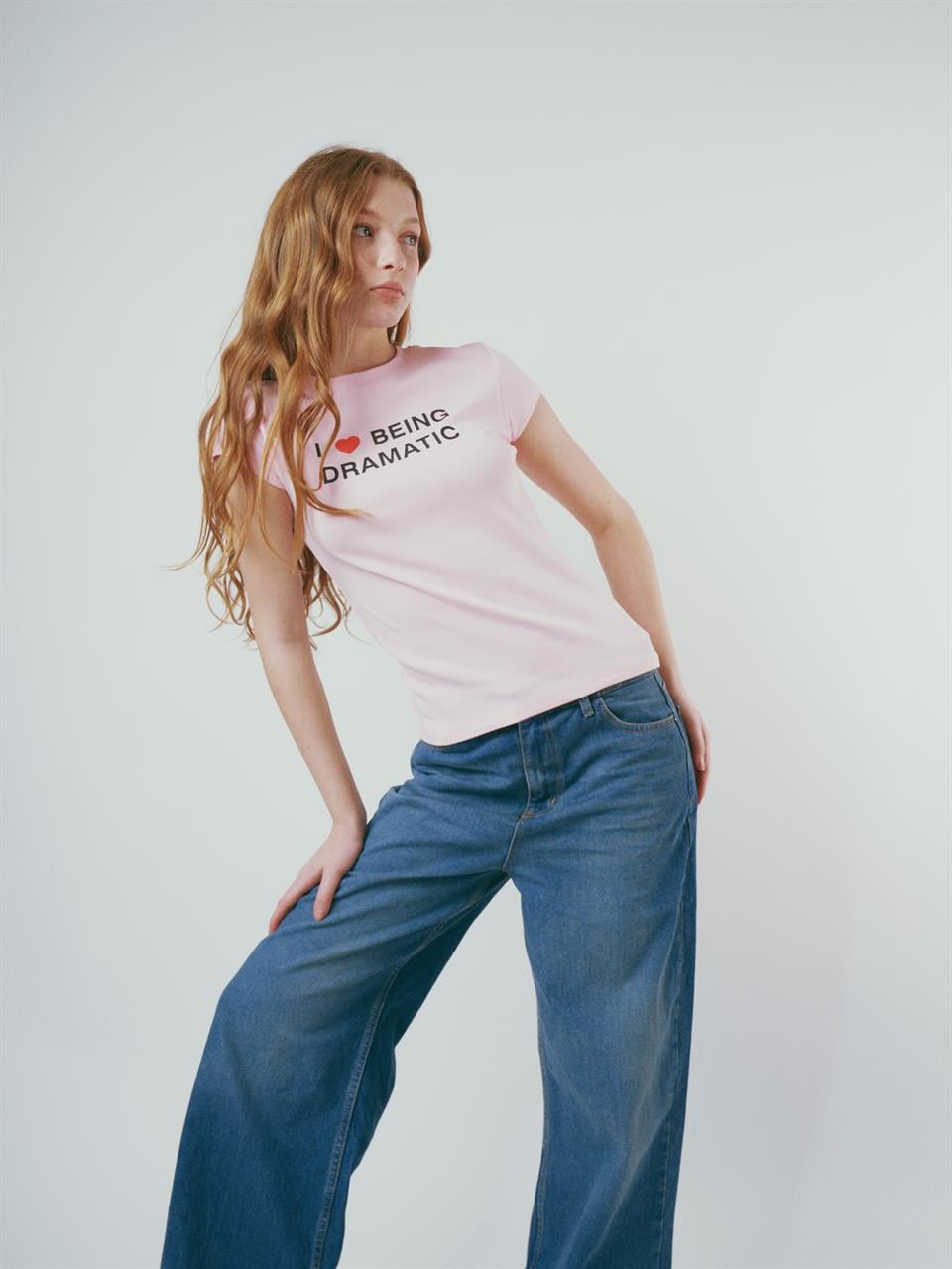 Baskılı Kısa Kol Bluz Toz Pembe