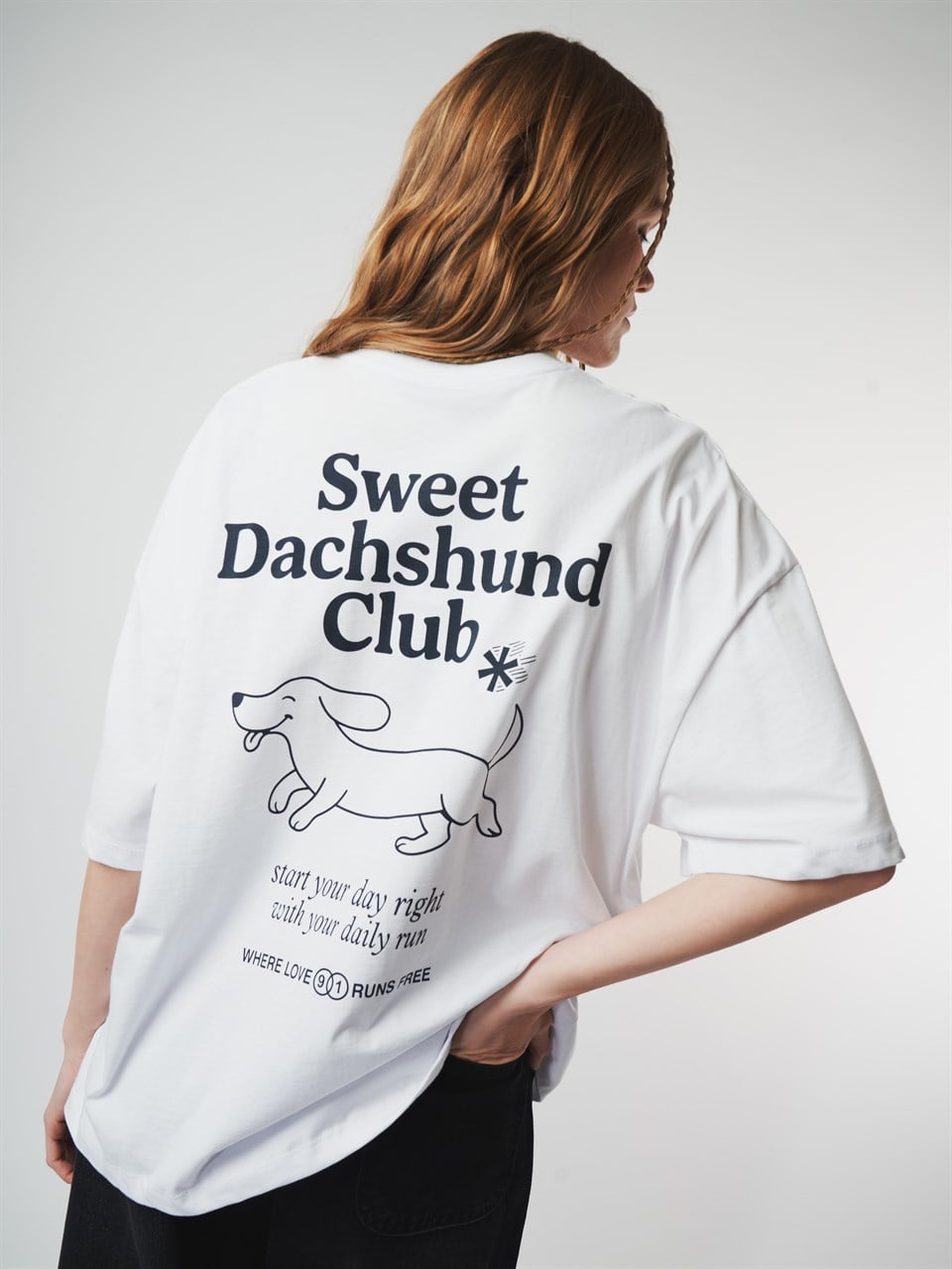 Baskılı Kısa Kol Oversize T-shirt Beyaz