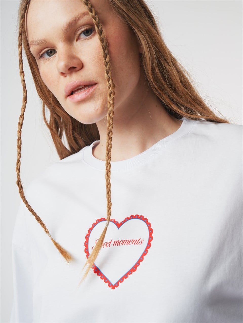 Baskılı Kısa Kol Oversize T-shirt Beyaz