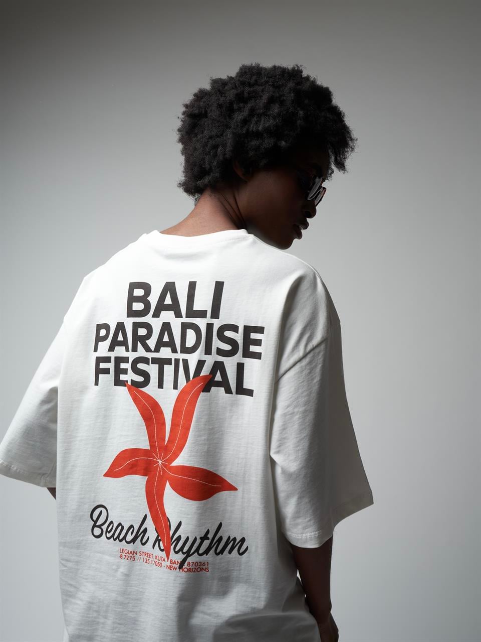 Baskılı Kısa Kol Oversize T-shirt Ekru