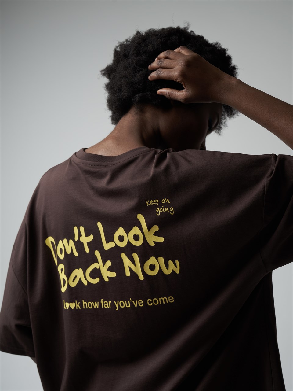 Baskılı Kısa Kol Oversize T-shirt Kahve