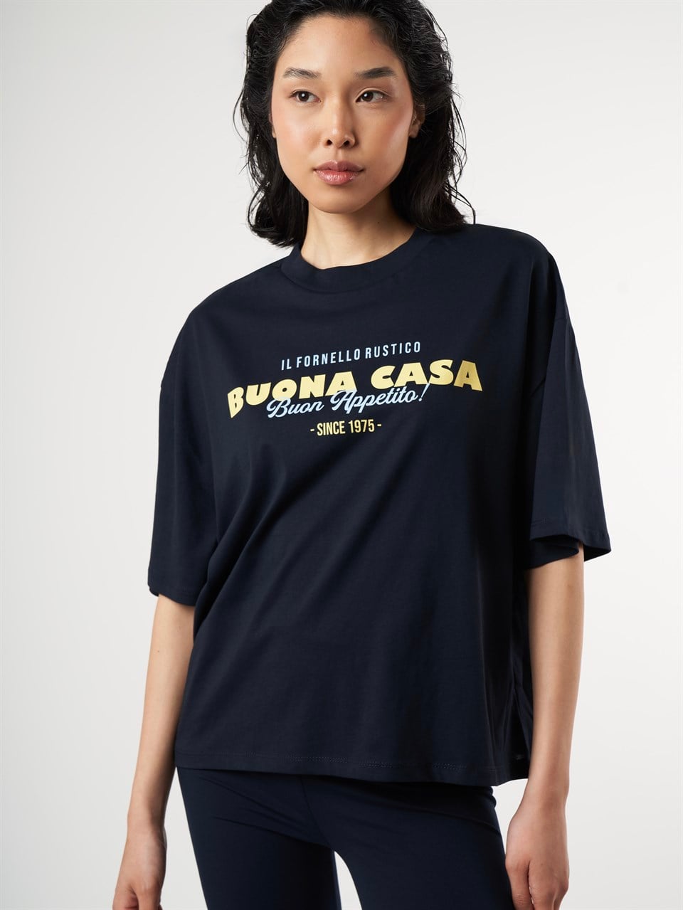 Baskılı Kısa Kol T-shirt Lacivert
