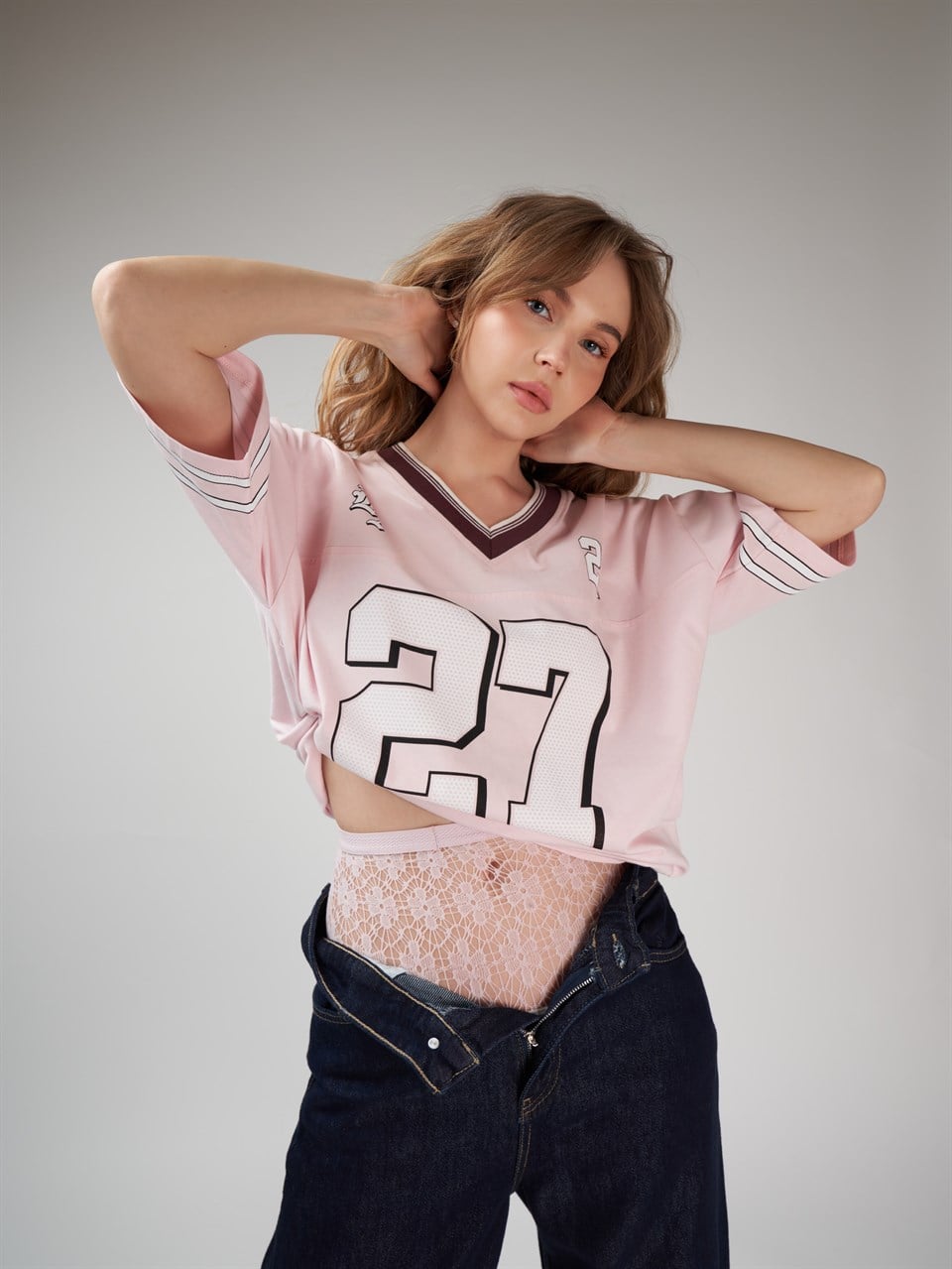 Baskılı Kısa Kol Oversize T-shirt Toz Pembe