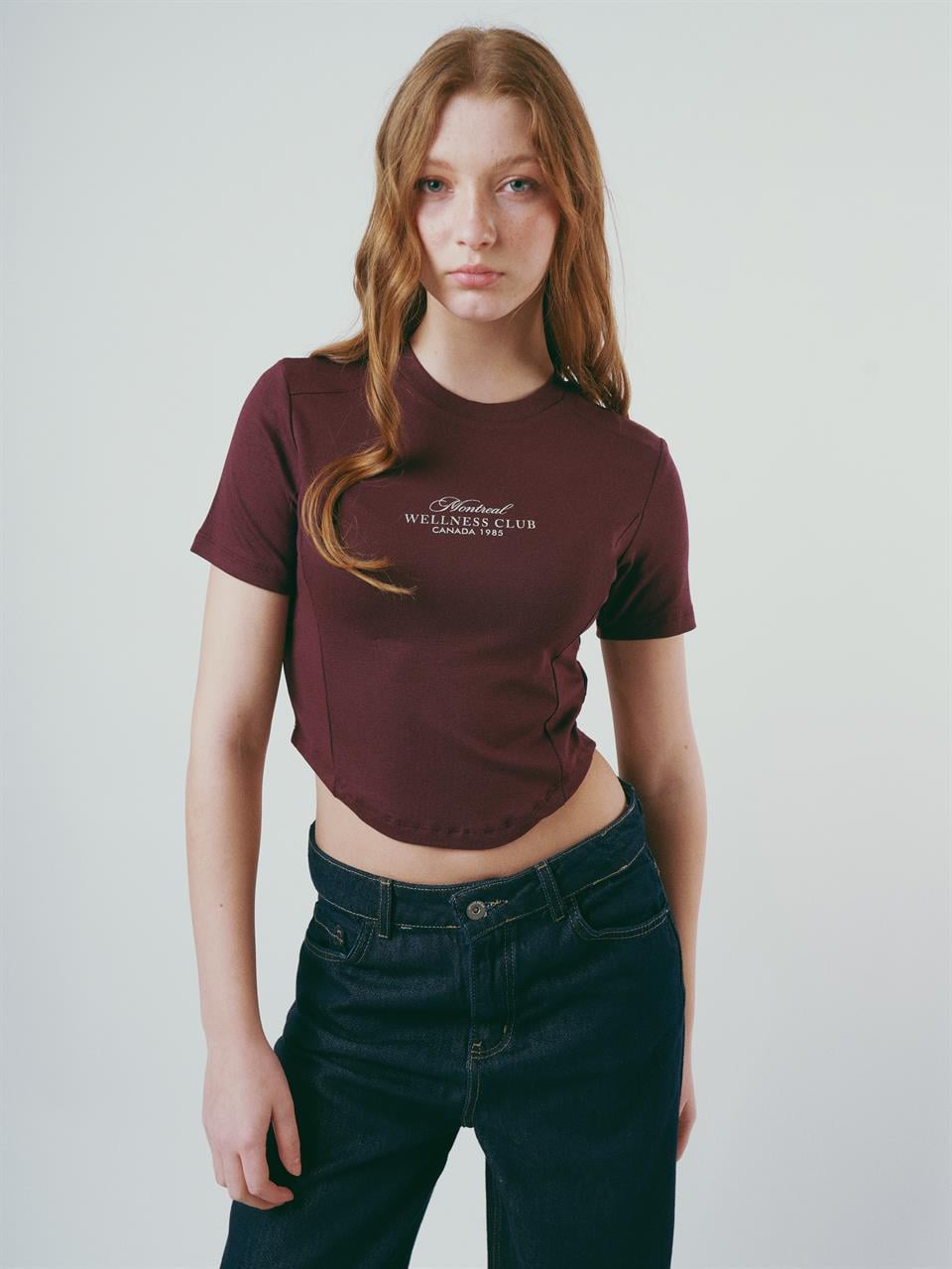 Baskılı Kısa Kol Ribana Bluz Mürdüm