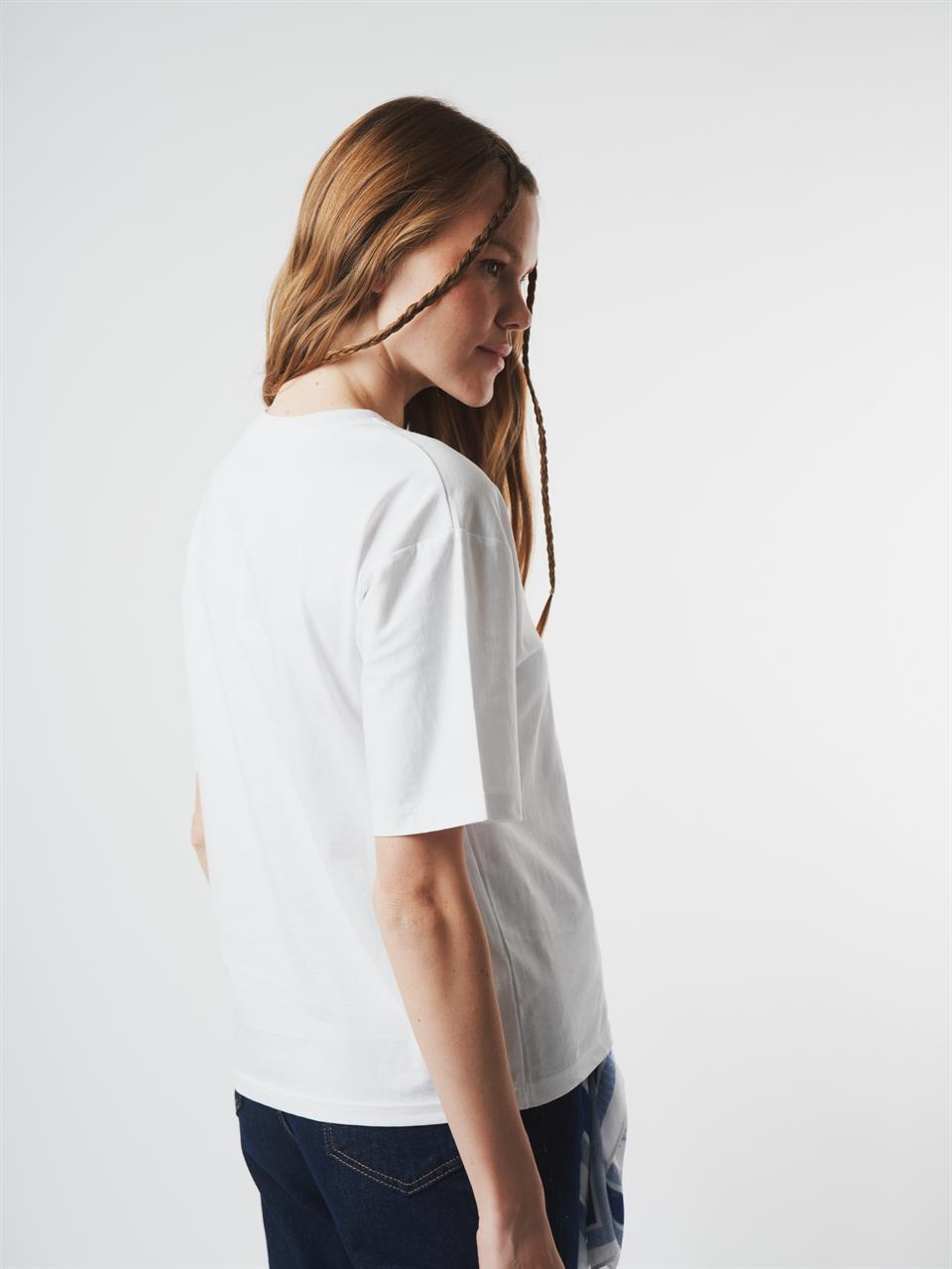 Baskılı Kısa Kol T-shirt Beyaz