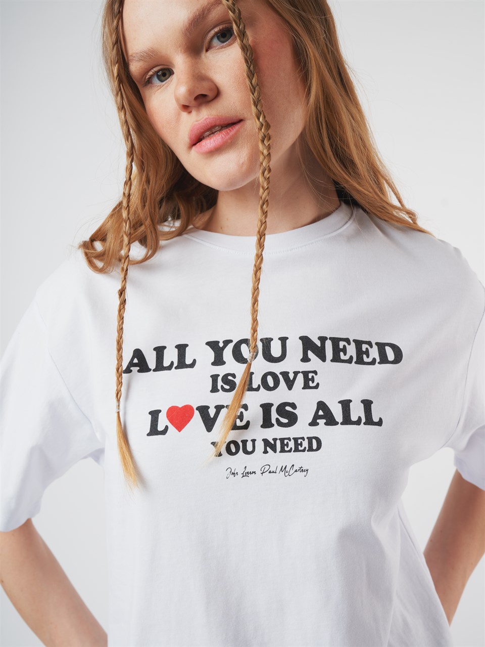 Baskılı Kısa Kol T-shirt Beyaz