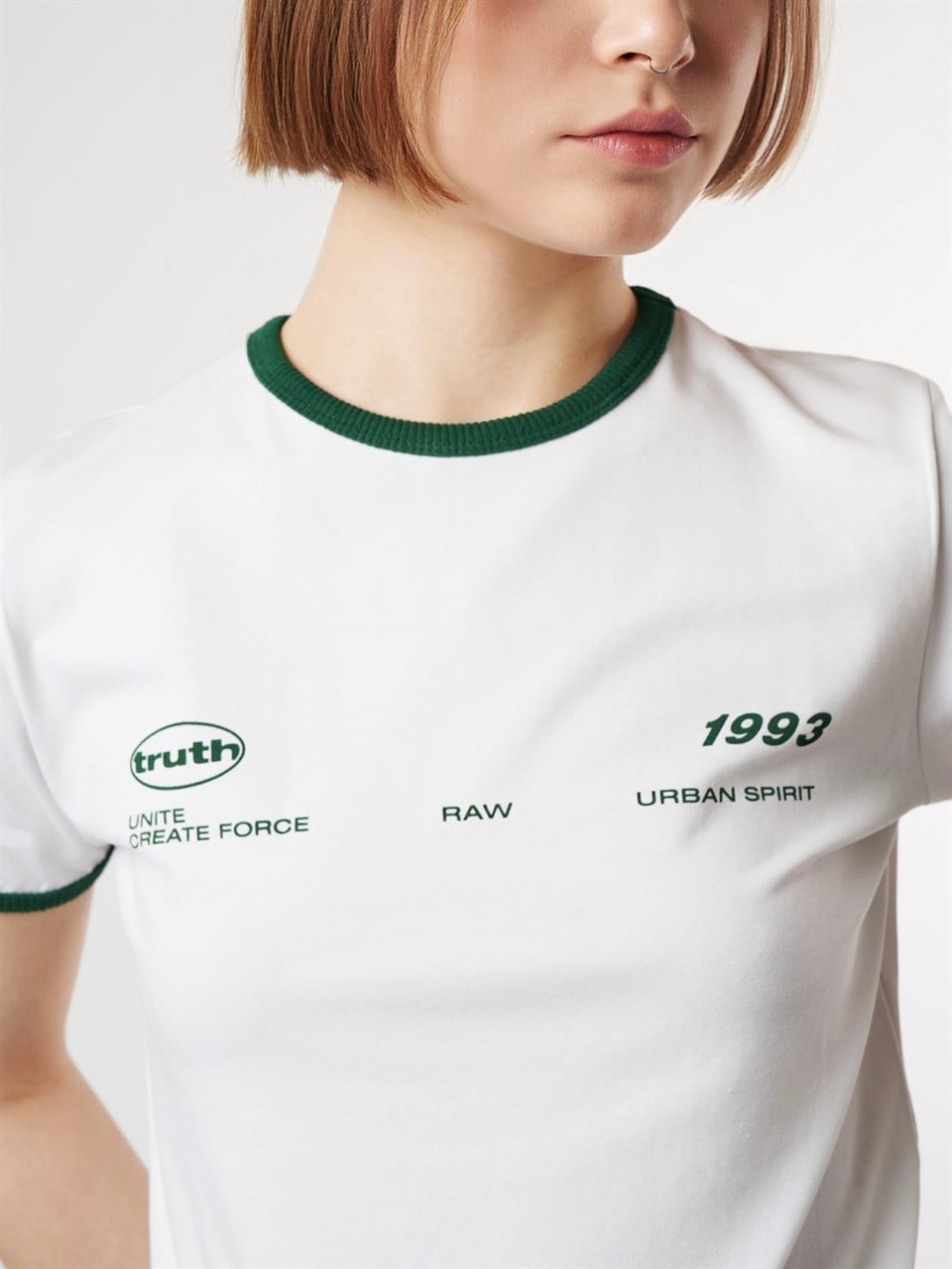 Baskılı Kısa Kol T-shirt Beyaz