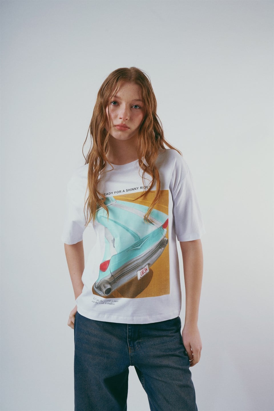 Baskılı Kısa Kol T-shirt Beyaz
