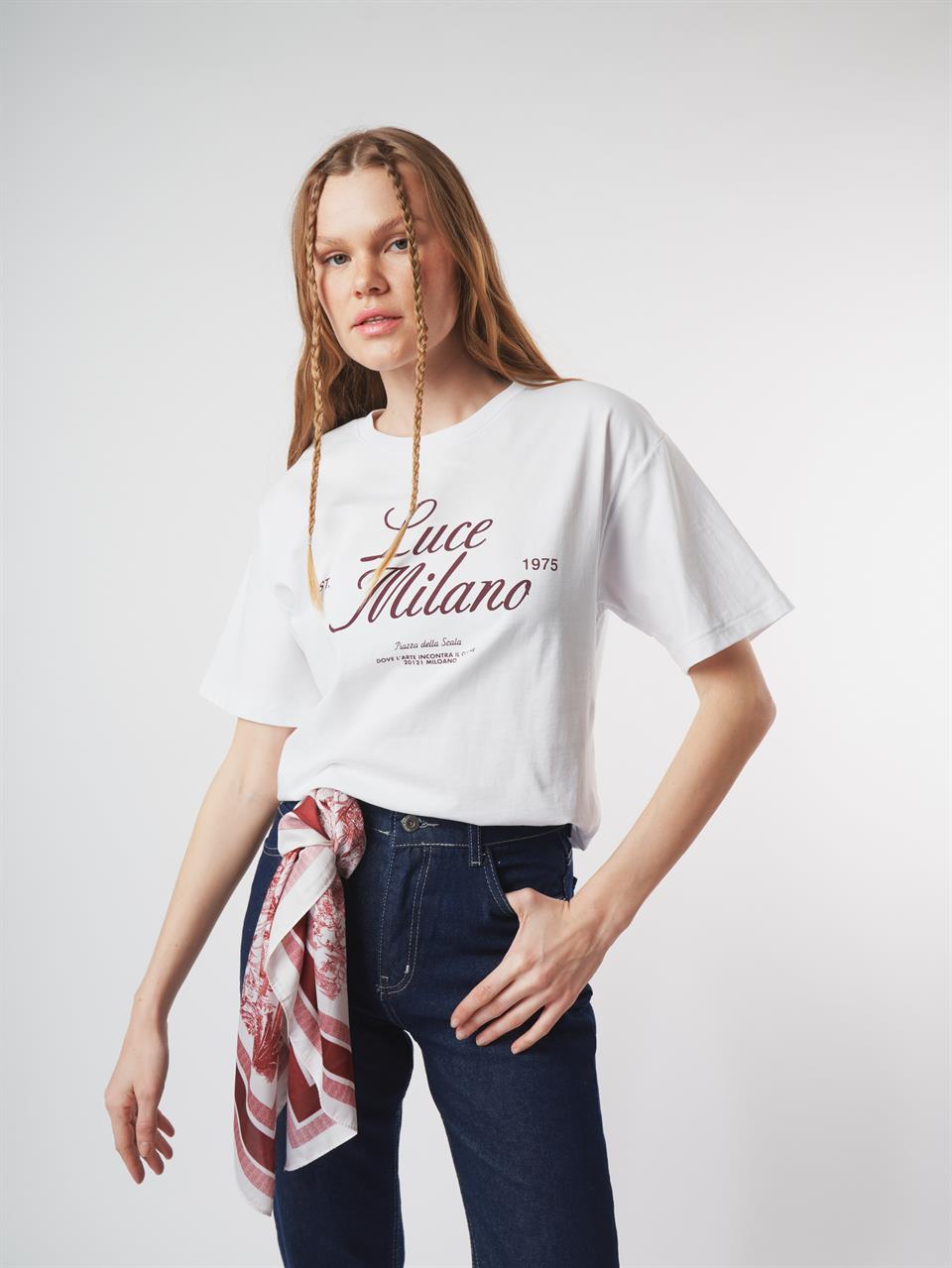 Baskılı Kısa Kol T-shirt Beyaz