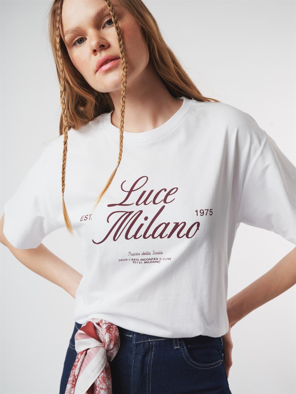 Baskılı Kısa Kol T-shirt Beyaz