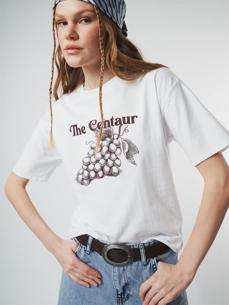 Baskılı Kısa Kol T-shirt Beyaz