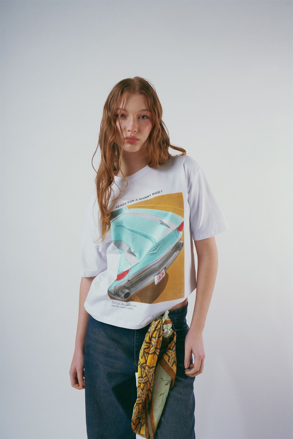 Baskılı Kısa Kol T-shirt Beyaz