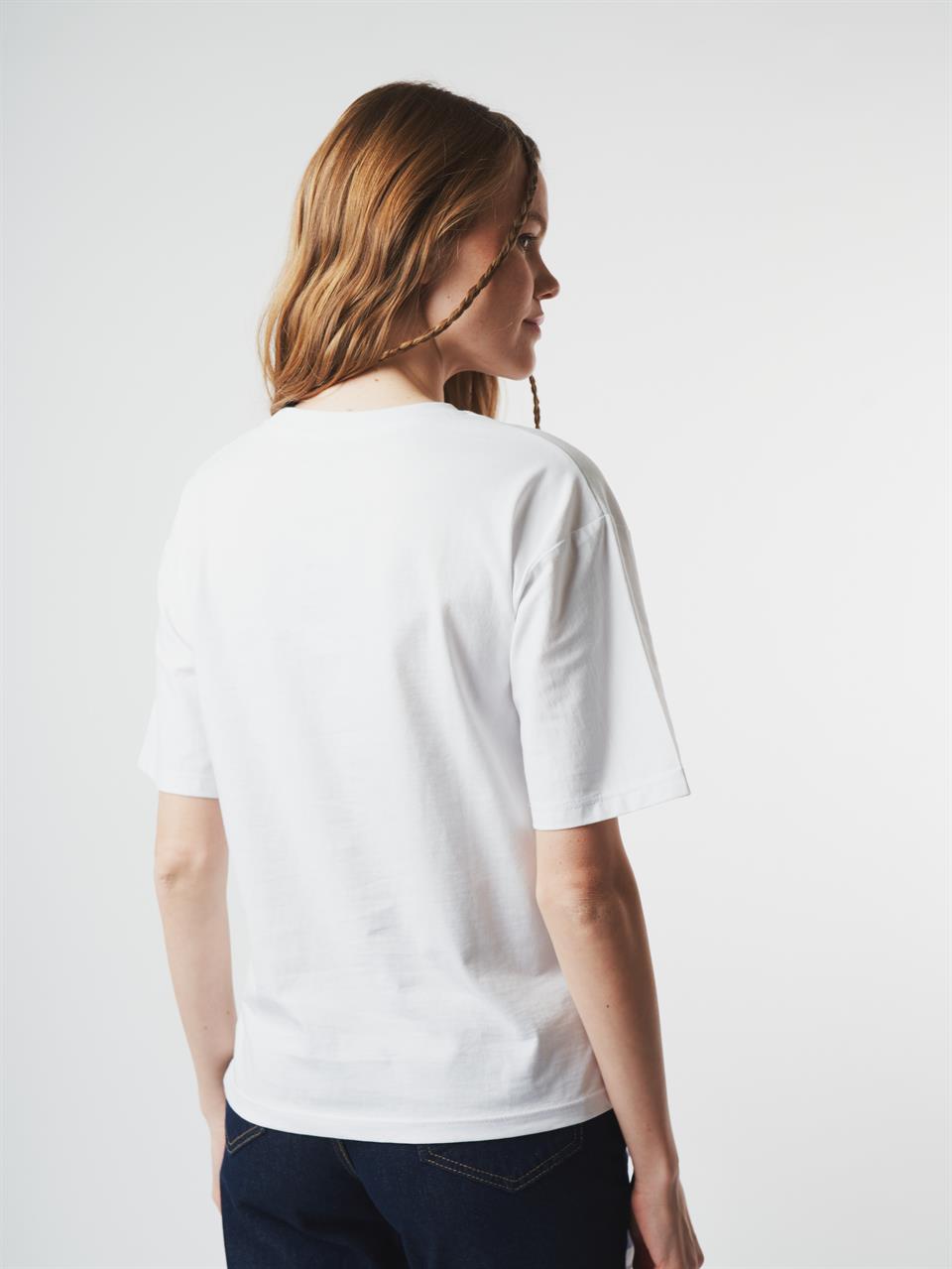 Baskılı Kısa Kol T-shirt Beyaz