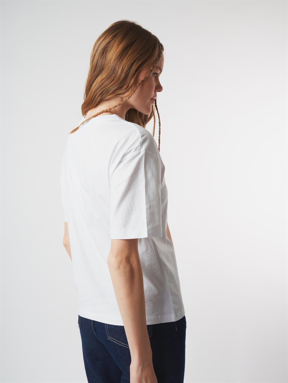 Baskılı Kısa Kol T-shirt Beyaz