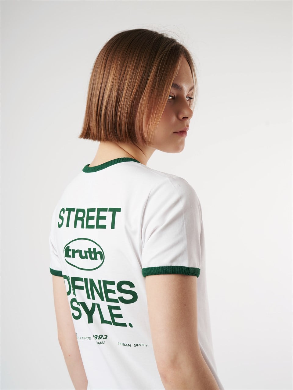 Baskılı Kısa Kol T-shirt Beyaz