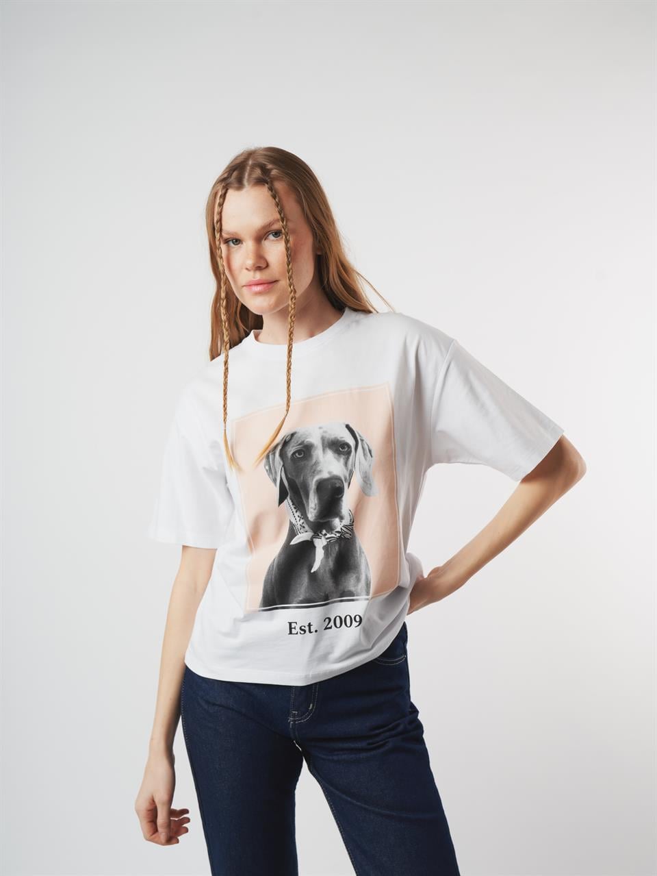Baskılı Kısa Kol T-shirt Beyaz